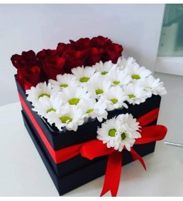 kare kutuda 10 gül ve papatya